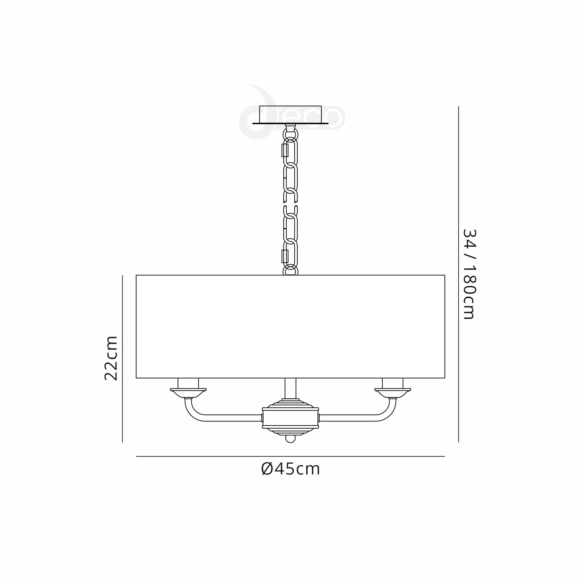 Banyan 45cm 3 Light Pendant DK0001  Deco Banyan CH WH